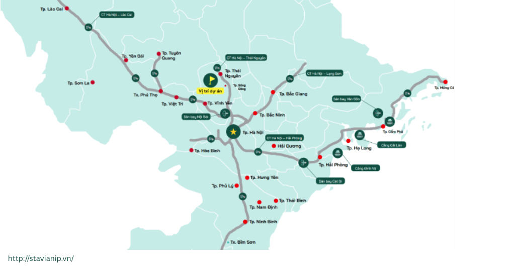 vị trí địa lý KCN Stavian Vĩnh Phúc